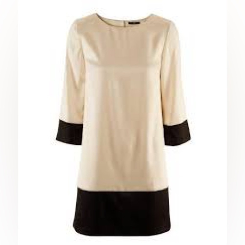 H&M Champagne and black Silky Mod Mini Dress sz 4